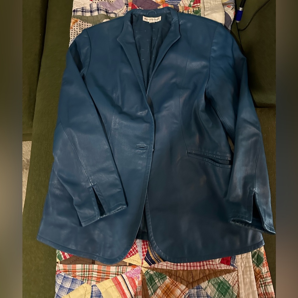 Vintage blue leather blazer